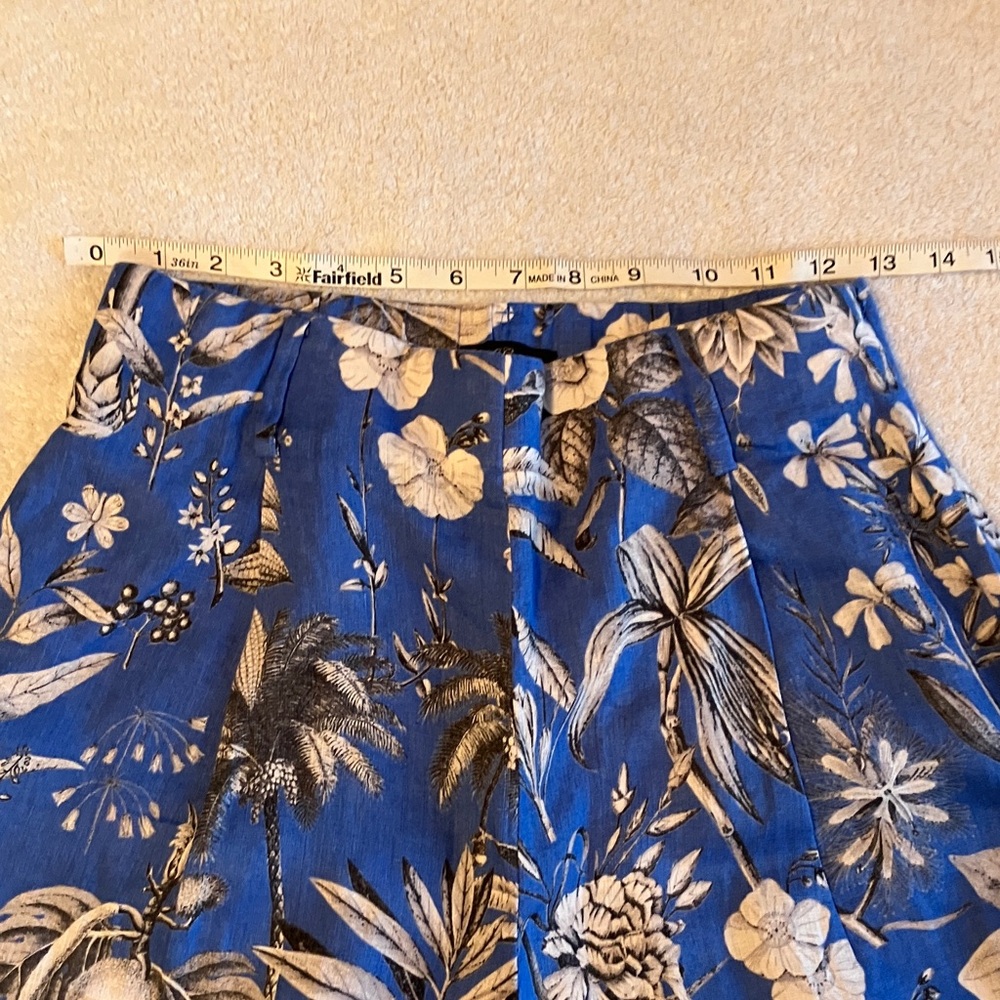 J Crew floral linen wide leg cropped pants - Picture 4 of 8